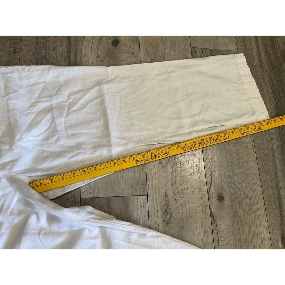 Beau Dawson White Linen Blend Wide Leg Smocked Waist Pants Petite XL - Picture 6 of 8